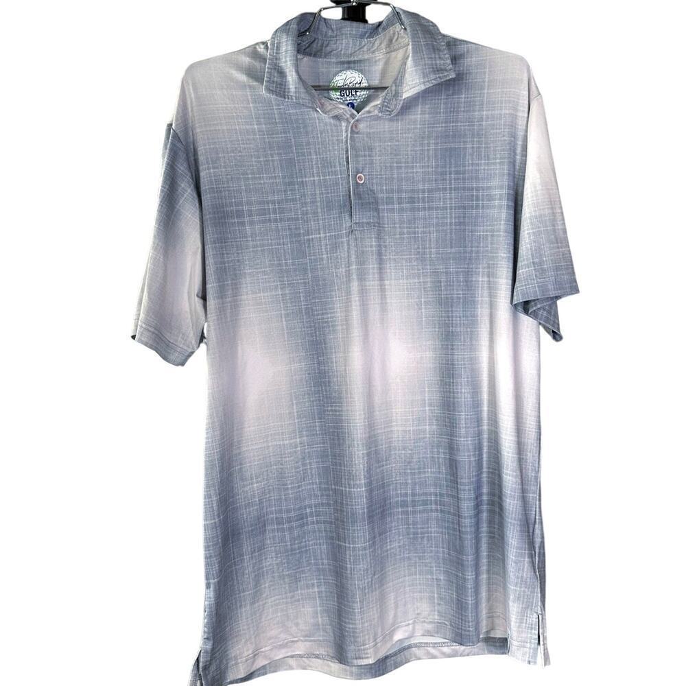 TAILOR BYRD Performance Polo Golf Shirt Gray ombré  Print Men’s Size L SPF